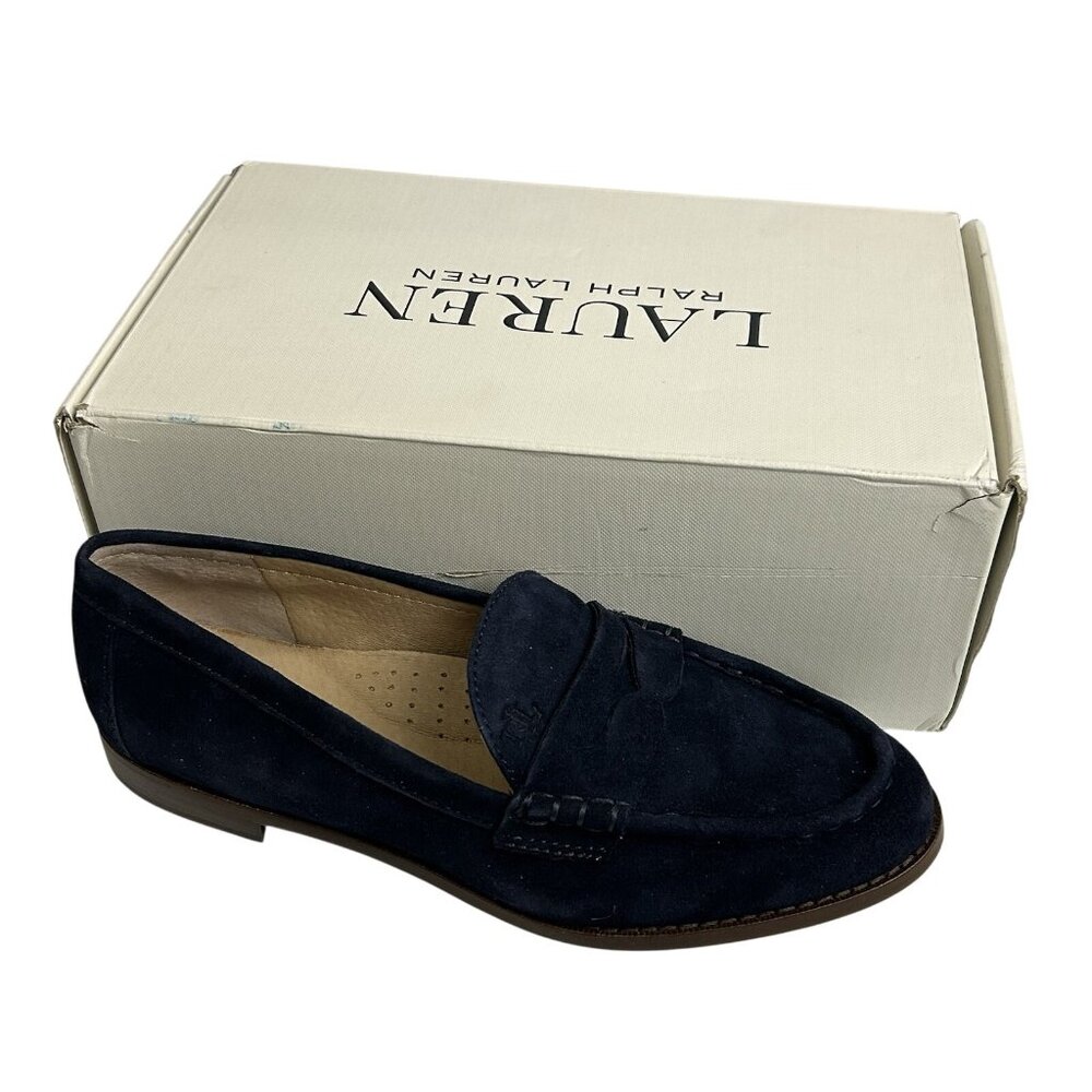 Lauren Ralph Lauren Wynnie Leather Loafers Women 6.5B Slip On Blue Soft Nappa - Picture 3 of 12